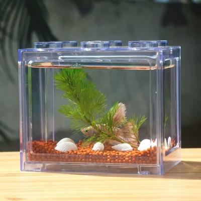 High-transparency Fish Tank Small Ecological Home Creative Fighting Ornamental Transparent Fish Fish Building Blocks Tank