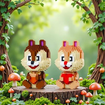 Cute Cartoon Squirrel Micro Mini Building Set - DIY Diamond Bricks Puzzle for Home Decor, STEM Educational Gift for Boys Girls