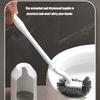 Compact Bathroom Brush and Holder Set for Deep Scrubbing In Tight Space Curved Design Toilet Bowl Scrubber Long Handle