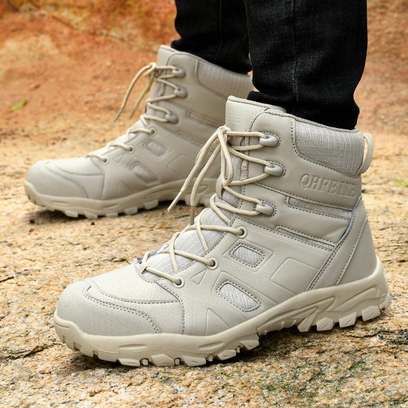Large Size Hiking Shoes Men's Outdoor Tactical Training Military Boots Breathable Non-slip Desert Off-road Adventure Tooling Boots