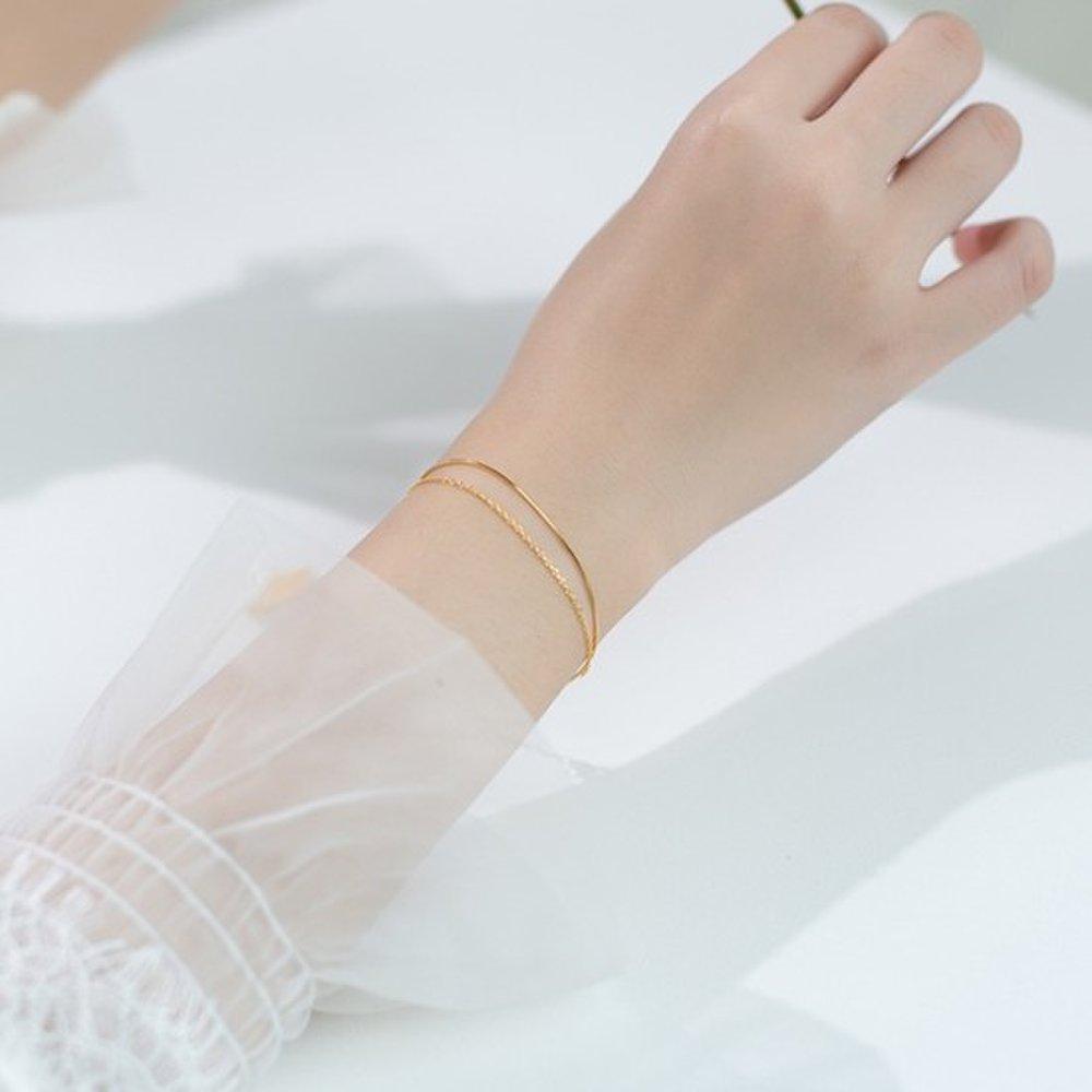 Hermosa J W020 Silver 925 Silver Bracelet Silver Bracelet Gold 14K Bracelet Two-Line Layered Bracelet