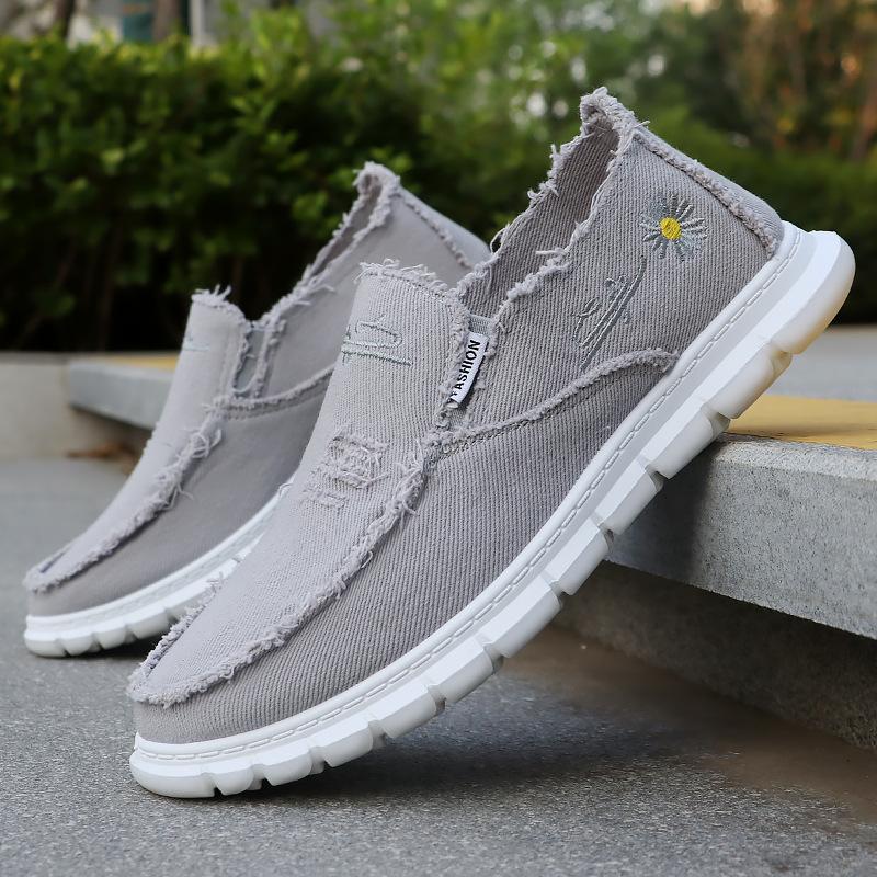 Spring men's canvas shoes loafers high-end washed canvas breathable, not stuffy feet, not pinch feet, healthy foot shoes