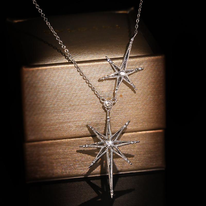 925  female six-pointed star pendant European and American light luxury neck chain star clavicle chain necklace