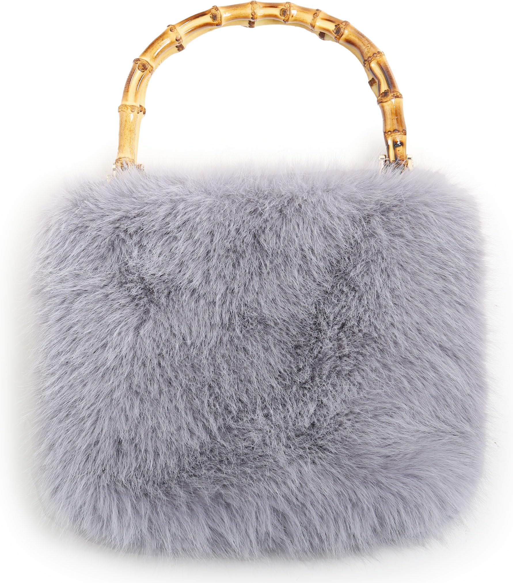 

Женская сумка из эко-меха Sankyo Shokai с бамбуковыми ручками для сезона Осень-Зима (Горизонтальный, Сине-серый, Размер M)