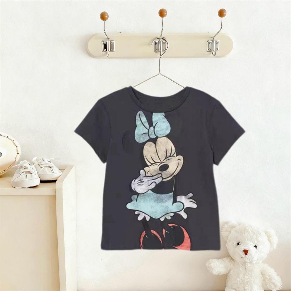 Cartoon Print Tshirt Summer New Design Tops Short-sleeevd Tops Children's Crewneck Pullovers Baby Minnie Printed Tees