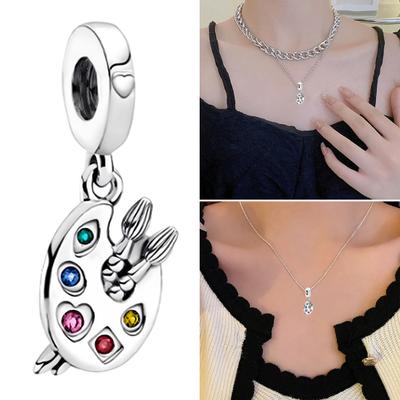 Tavolozza da Pittore con Pennelli Ciondolo Pendente Charm Pendente per Borsa Decorazione Strass Bracciale Collana Ciondolo Fai da Te Accessorio Gioiello Portachiavi Pendente