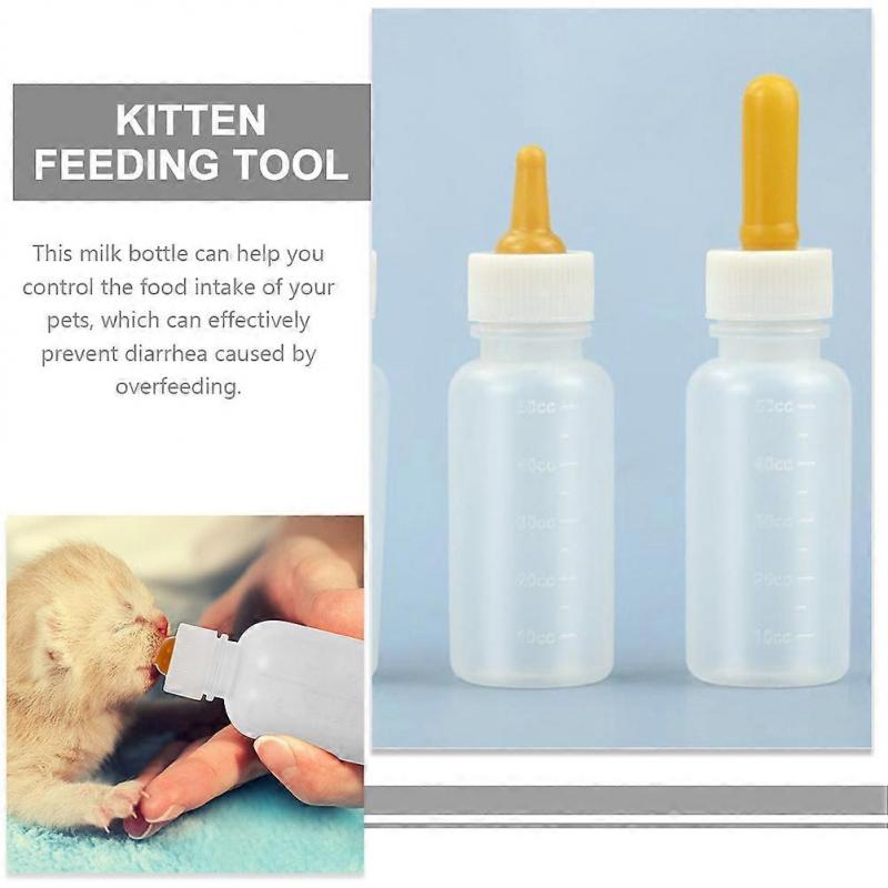 Kitten Bottle Feeder Cat Feeding Bottle Easy Cleaning 50ml 3Pcs