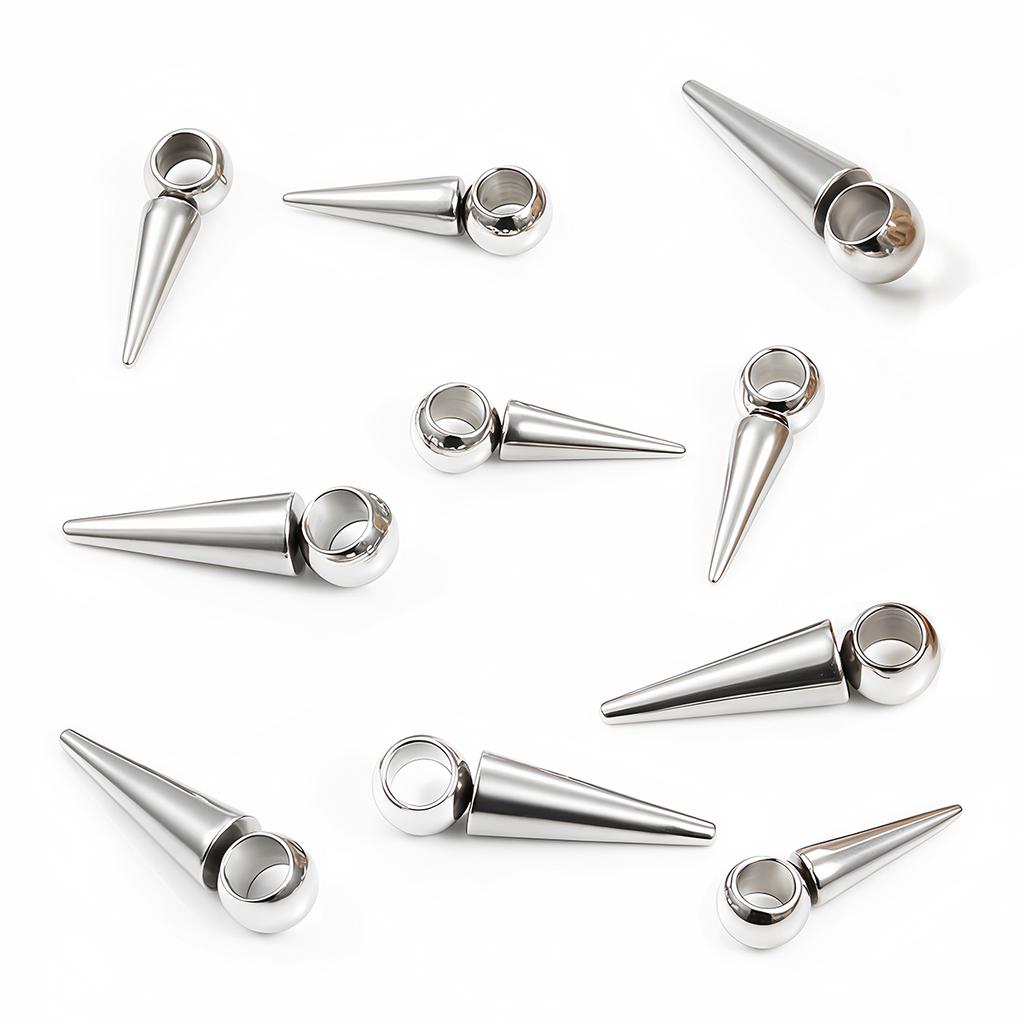 10pcs Retro Cone Charms Pendants Stainless Steel No Fade Bullet Spike Bead Charm for Necklace Earring Jewelry Making Findings