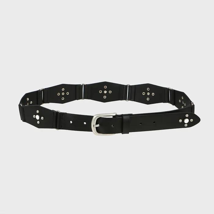 RIVET HEXAGON ECO LEATHER BELT BLACK BQ4AA001