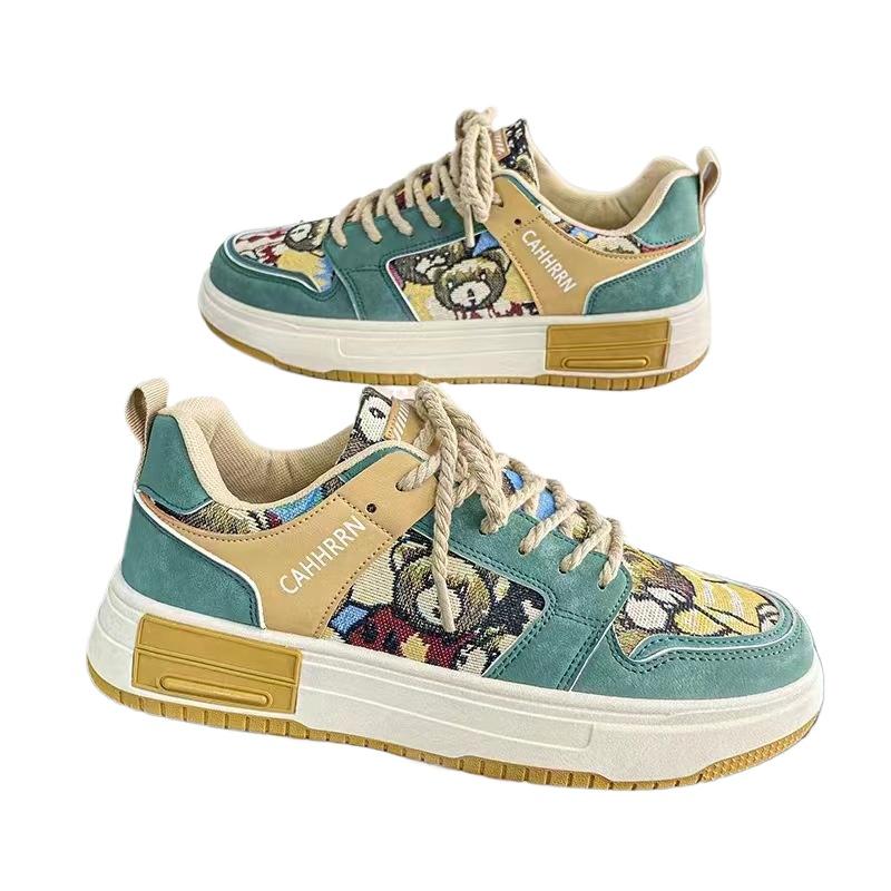 Fashion Men's Canvas Shoes New Platform Sneakers Trendy Lace-up Bear Skate Shoes  Men Street Versatile Casual Shoes Tenis Masculino