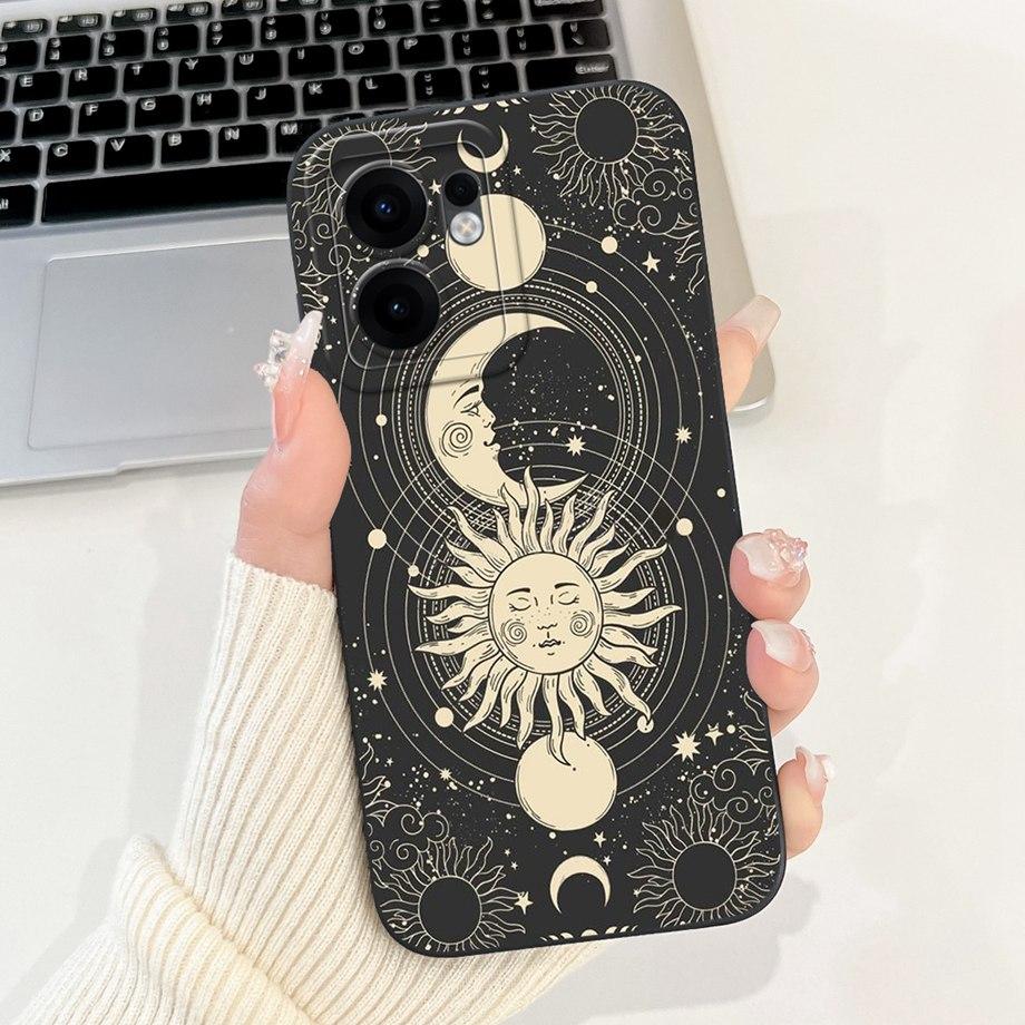 For Oppo Reno13 / Reno13F 4G 5G / Reno 13 Pro Phone Case Soft Smooth Silicone Capa Moon Night Artistic Marble Printed Back Cover
