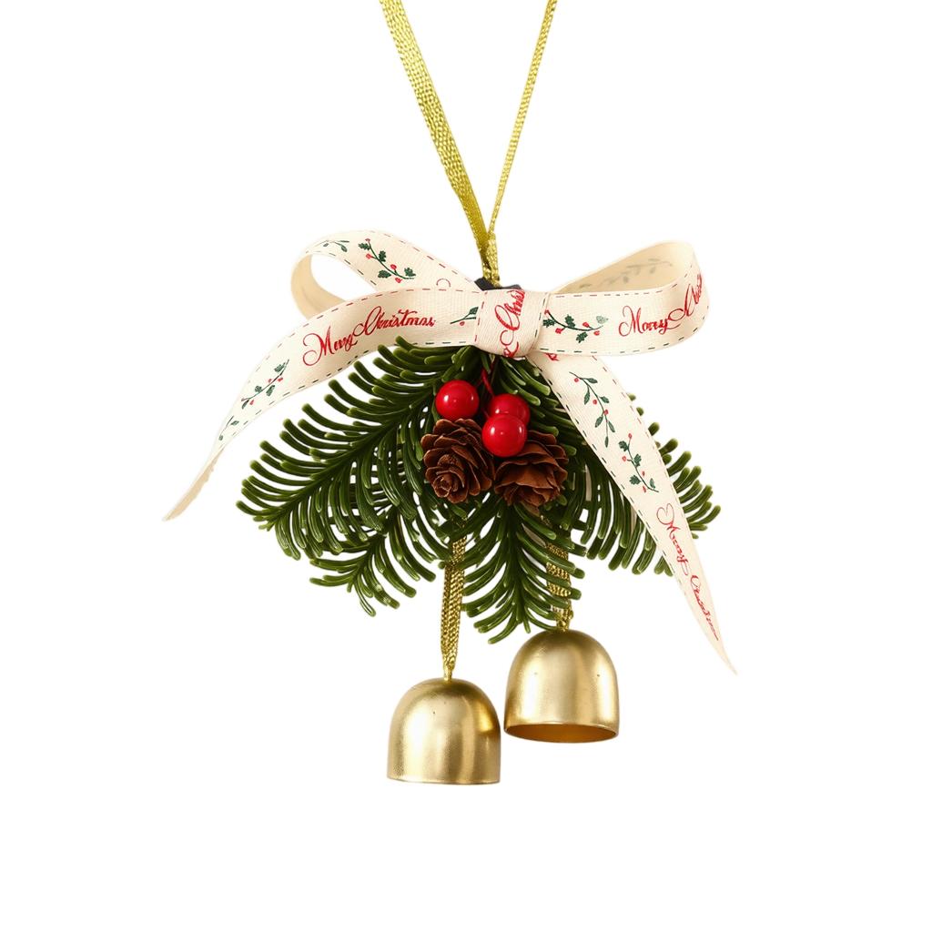 Christmas Double Bell Hanging Ornament for Tree, Wreath, Fireplace, Door Holiday Decor