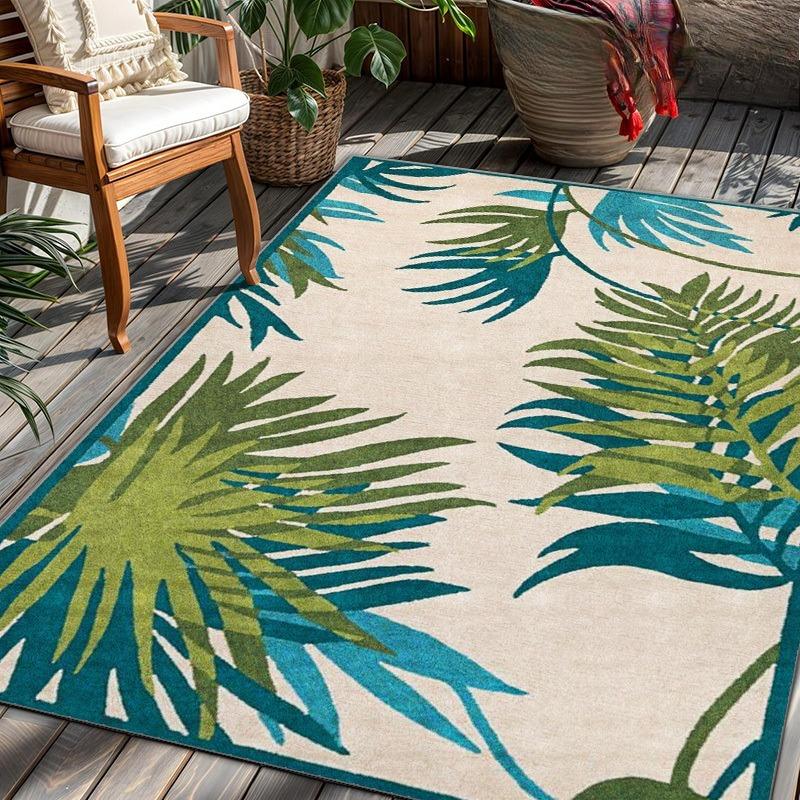 Modern Plant Decorative Rug  | Outdoor Carpet | Suitable for Courtyard, Balcony, Garden, Camping, RV Washable
