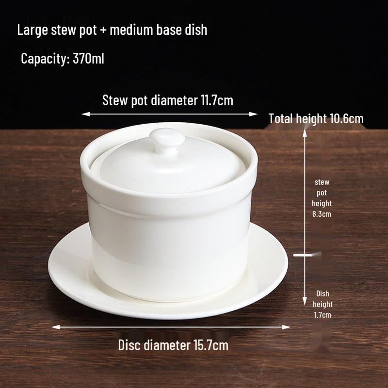 Keramik-Doppelkessel-Schmortopf mit Deckel für Suppe, Vogelnest und gedämpfte Eier