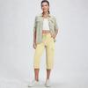 Damen locker sitzende High-Waist Wanderhose mit elastischem Bund, leicht, mit zwei Taschen, lässige Capri-Hose für Outdoor-Aktivitäten