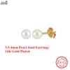 Effie Queen 100% 925 Reinsilber 14 Karat Gold 3,5-6,5mm Runde Perlenstecker Einfacher Schmuck für Damen Bankett Party Geschenk GPE105