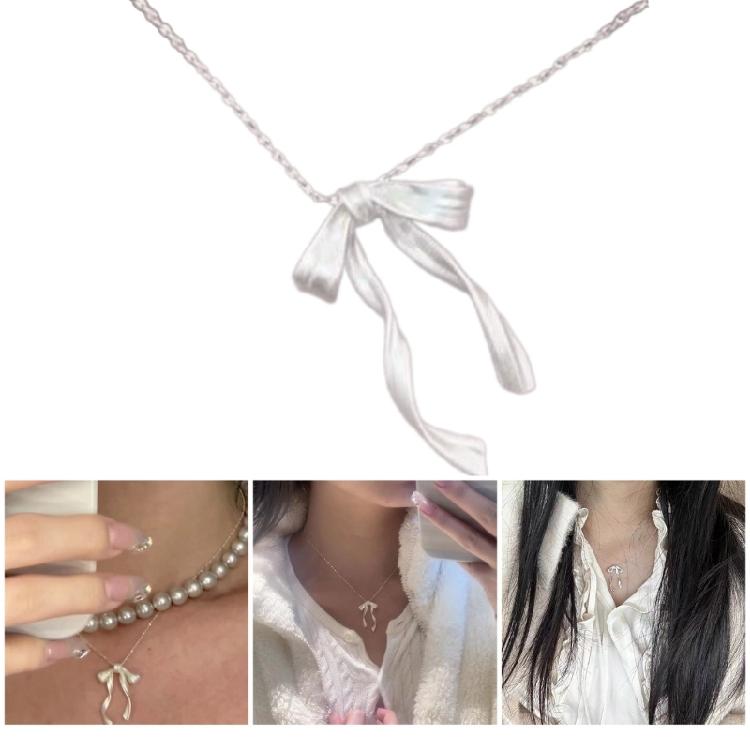 Fashionable Collarbone Chain Elegant Bowknot Pendant Necklace for Fashionistas