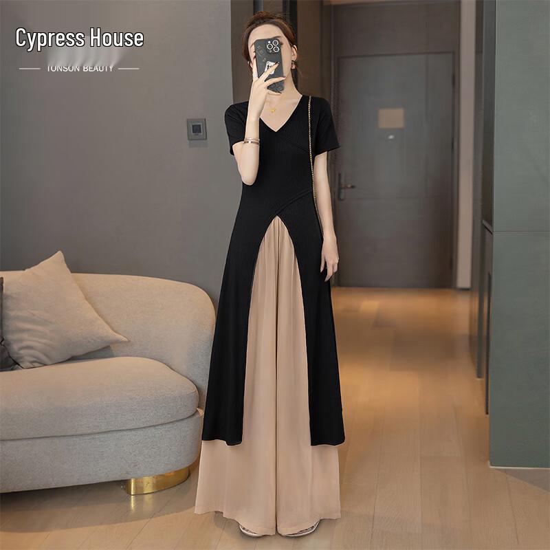 

Women s V-Neck Top & Wide-Leg Pants Set XL