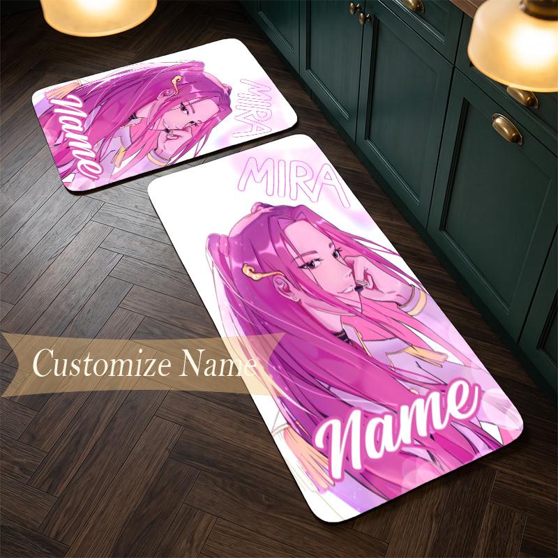 mira (32) Customize Name Flannel Kitchen Mat Soft Non-Slip Kitchen Floor Runner Rug for Home Kitchen Decor
