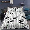 Panda Duvet Cover Set Cartoon Style Cute Kawaii Bear Drawing Comforter Cover For Kids Polyester Bedding Set King Queen Full Size