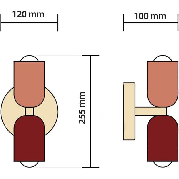 Wall Lamp Color-Blocking Double-End Colorful Bedside Light Bedroom Restaurant Hotel Creative Lights 1Pcs (Color : Warm White (2700-3500K), Size :