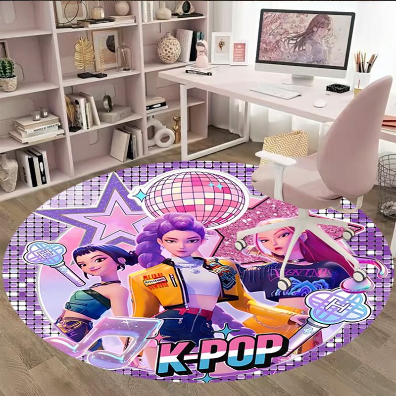 1pc Kpop Team2 Carpet, Round Rug, Comfortable, Suitable for Entryways, Living Rooms, Office, And Bedrooms, Christmas Decoration