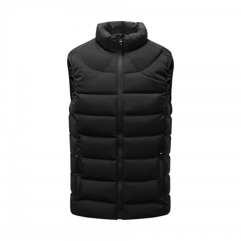 Mens Oversized Lightweight Winter Vest With Stand Collar Warm Sleeveless Outerwear Black Casual