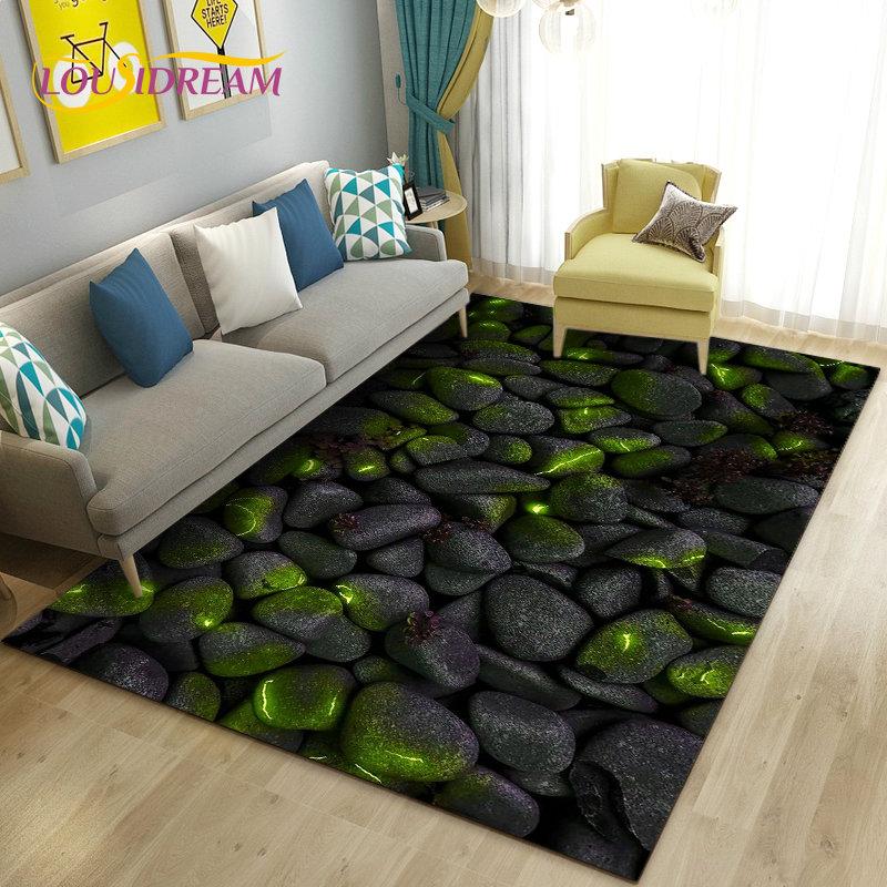 3D Colorful Cobblestone Stone Area Rug,Carpet Rug for Living Room Bedroom Sofa Doormat Kitchen Decoration,Kid Non-slip Floor Mat
