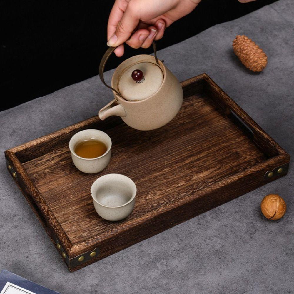 Decorate Tray Rectangular Wooden Tray Wooden Retro Style Wood Storage Tray Tea Tray Tea Fruit