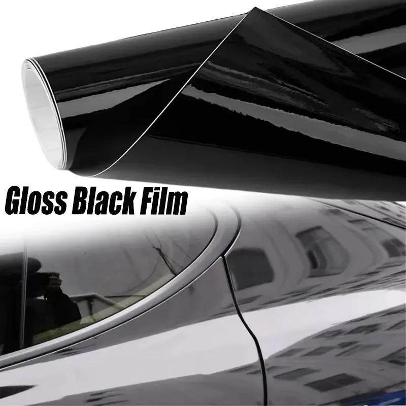 Self Adhesive Vinyl Sticker Bubble Free for Window Trim Mirror Car Motorcycles Bicycle Laptop Piano Black Glossy Vinyl Wrap Film