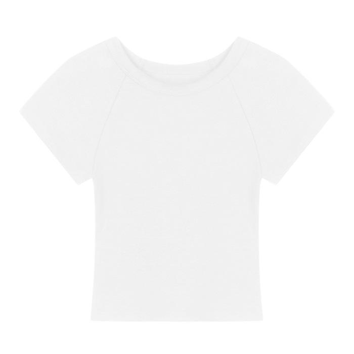 

Special Spice Girl Short Sleeve T-Shirt Women s Summer New Waist Pinch Design Slim Short Crew Neck Niche Top S белый