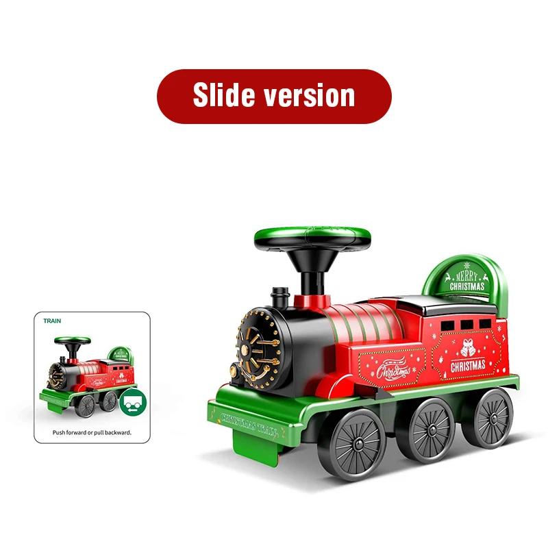 Non-Toxic Ride-On Train With Track Children Toy Train With Lights Sounds And Storage Seat Riding Fun Toys For Kids Christmas Gifts