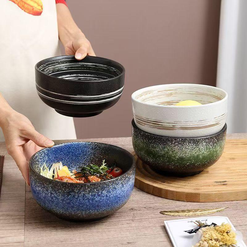 Japanese Style Ceramic Tableware Ramen Bowl Instant Noodle Bowl Kitchen Soup Dinnerware Set Fruit Salad Rice Bowls Restaurant