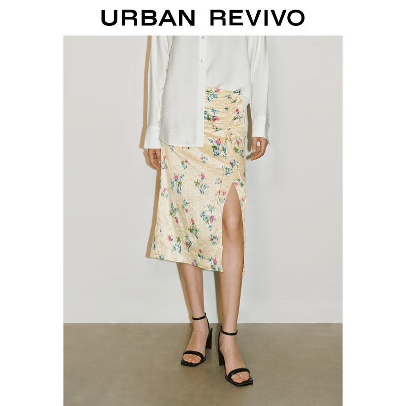UR 2025 Spring Floral Print Mid-Length Straight Skirt XS