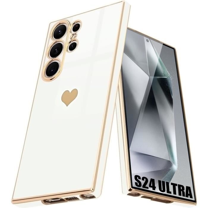 Coque de protection - booling - samsung galaxy s24 ultra - souple - motif cœur - blanc verni