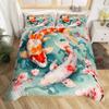 Koi Duvet Cover King Cherry Blossom Japanese Ukiyo-e Bedding Set Sakura Marine Animals Comforter Cover,Pink Romantic Quilt Cover