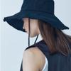 poesiedame LINEN WIDE BUCKET HAT IN BLACK