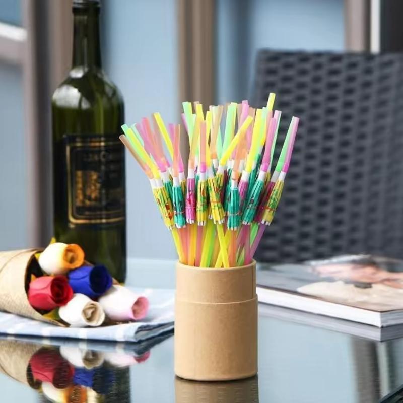 20/50PCS Cocktail Umbrella Straw Random Mixed Color Creative Umbrella Decoration Beverage Straw Party Wedding Kitchen Supply ZYF