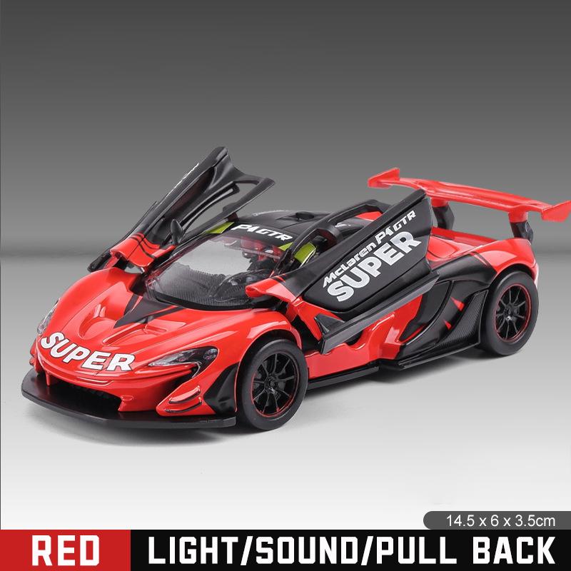 1/31 Mclaren P1 GTR Alloy Car Model Light & Sound Effect Diecast Car Toys for Boys Birthday Gift Toys Car Collection
