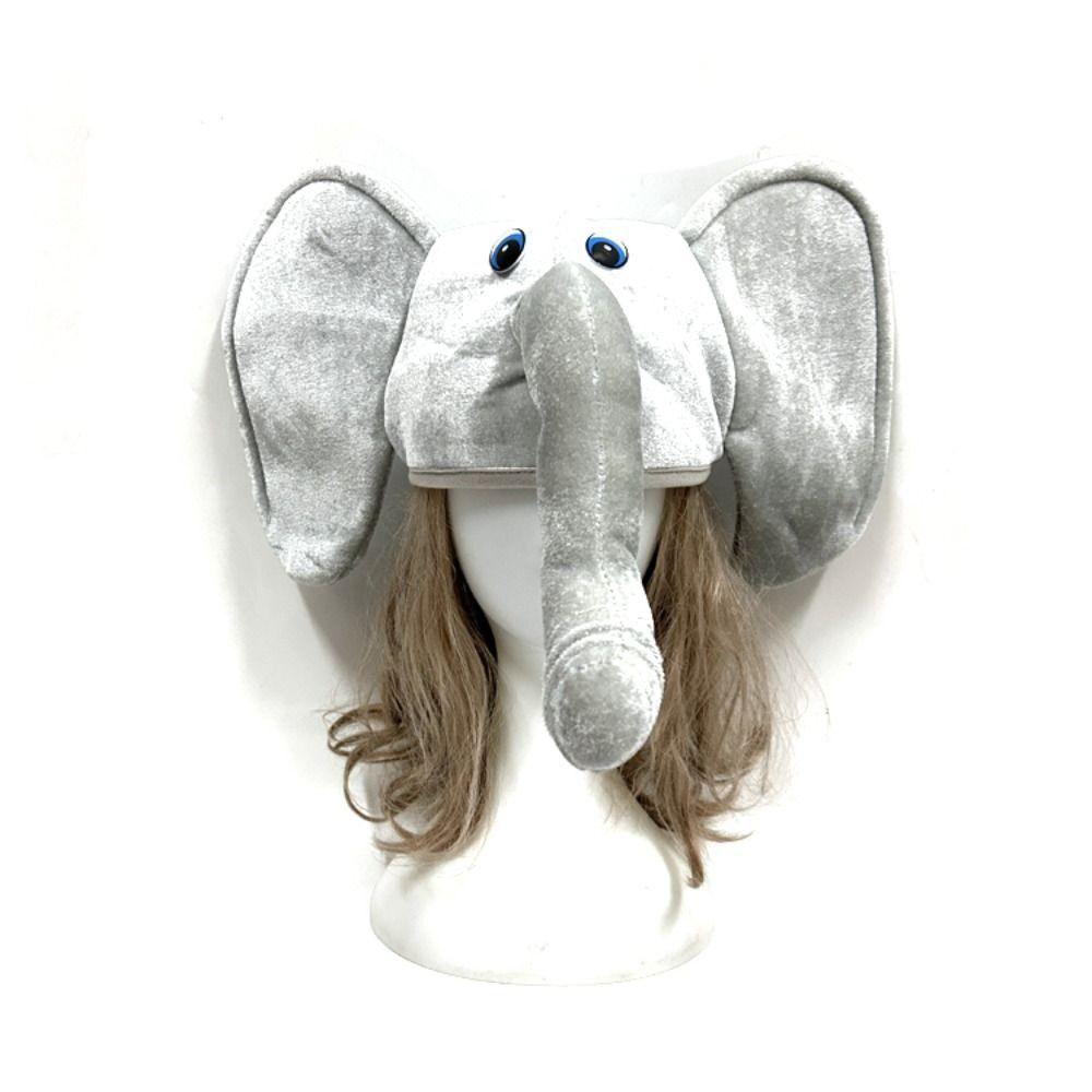 Long Trunk Plush Animal Hat Large Ears Cartoon Costume Cap Funny Kids Plush Elephant Hat Easter