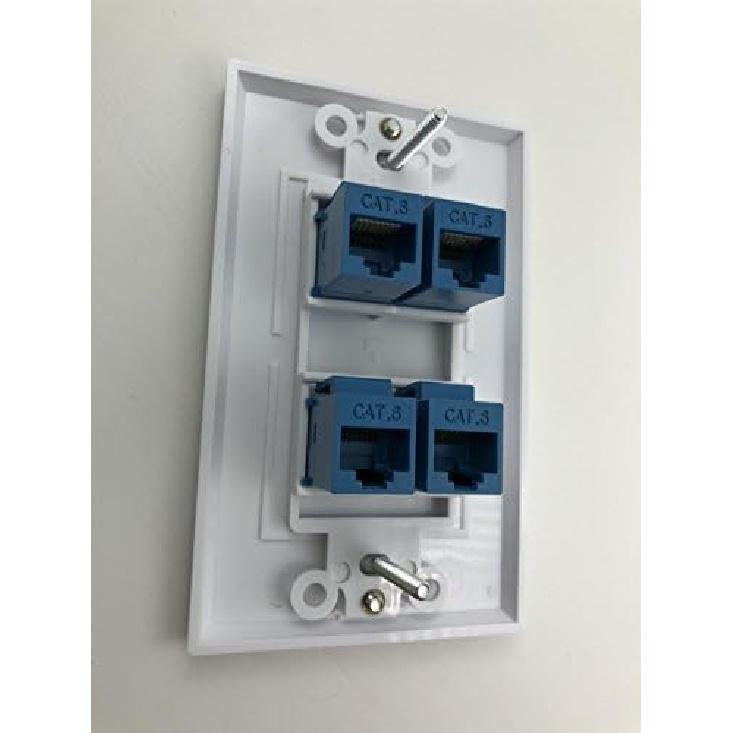 4 Port Cat6 Ethernet Female to Female Decorative Wall Plate in White
