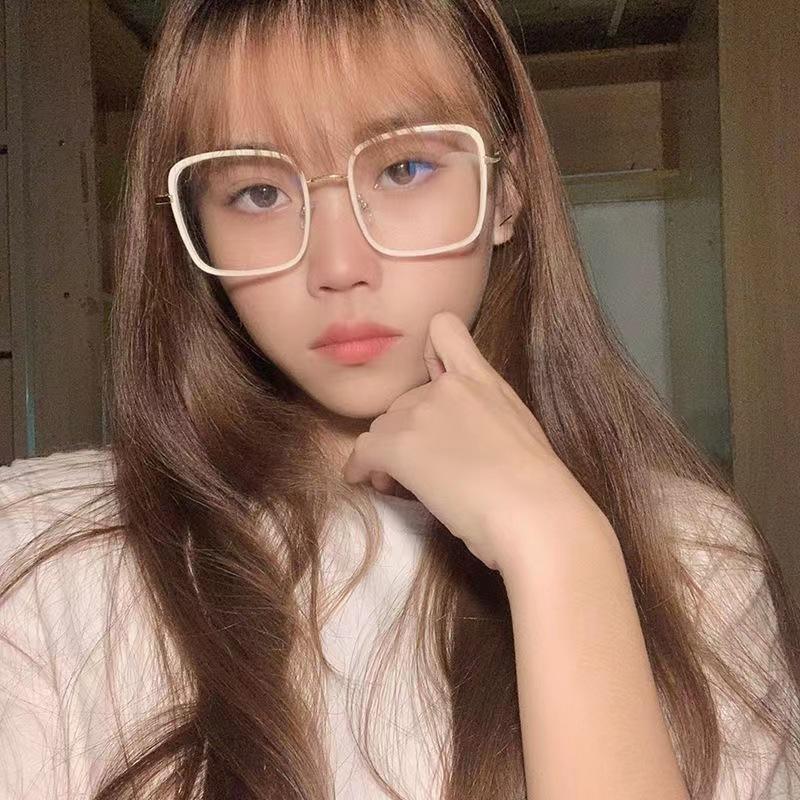 Fashion Glasses Anti-Blue Flat Glasses Pure Black Glasses Frame Plain Artifact