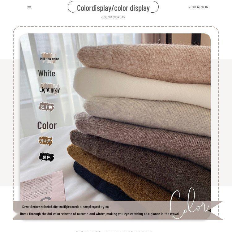 Women's Slimming Half High Neck Sweater: Stylish, Versatile Long Sleeve Knit Top for Autumn and Winter.