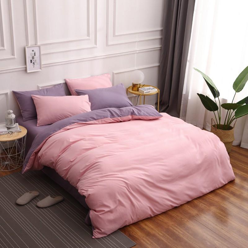 Soft Brushed Microfiber Bedding Set 4PCS Solid Color Minimalist Nordic Style Queen King Size