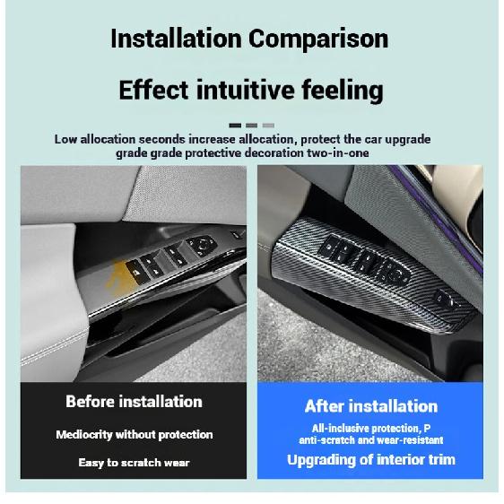 For BMW X3 G45 2025 Carbon Fiber Texture The Glass Key Frame of the Car Window Lift Panel Is Decorated with Interior Accessories