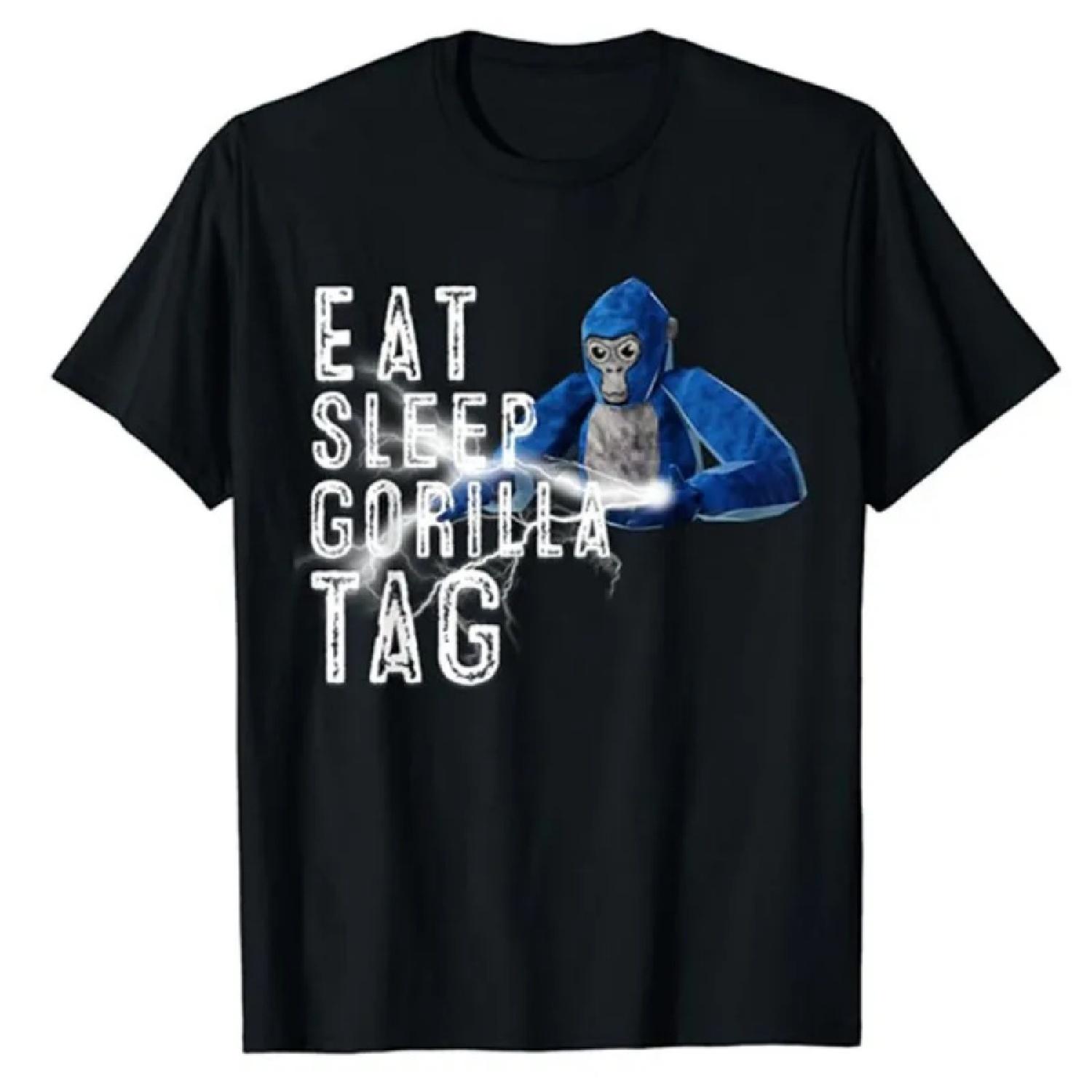 Смешная Футболка Eat Sleep Gorilla Tag, Геймер Gorilla VR для Детей и Взрослых, Любитель Видеоигр, Стиль Жизни, Графический Наряд, Юмористическая Надпись S чёрный