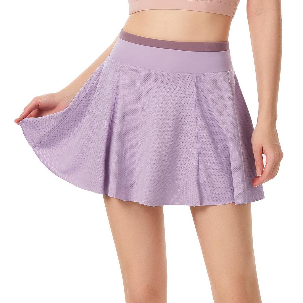 Lulu Sports Women's High Waist Pleated Yoga Skirt with Built-in Quick-Dry Shorts