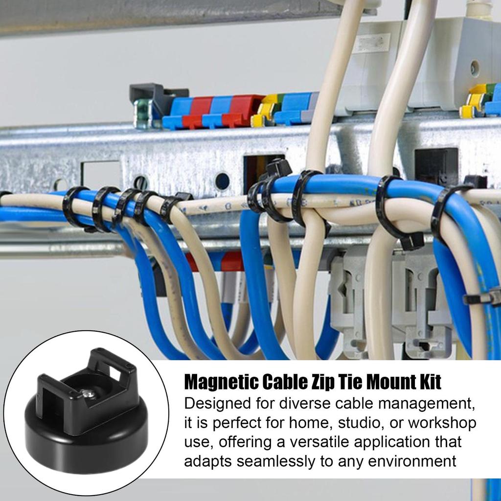15pcs Magnetic Cable Zip Tie Mount Kit Charging Cord Organizer Multifunctional Cable Holder with Ties for Wall Work Organization