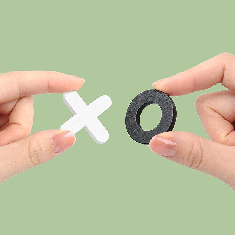 Toy Wooden Tic-Tac-Toe Chess Three Line OX Puzzle Board Party Table Games Building Blocks Toys For Kids Children Early Education