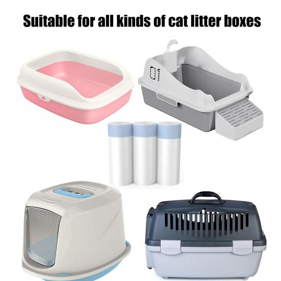 60 Pcs Drawstring Cat Litter Bags Cat Litter Box Liners Mess-Free Pet Waste Bags for Most Auto Self-Cleaning Litter Boxes